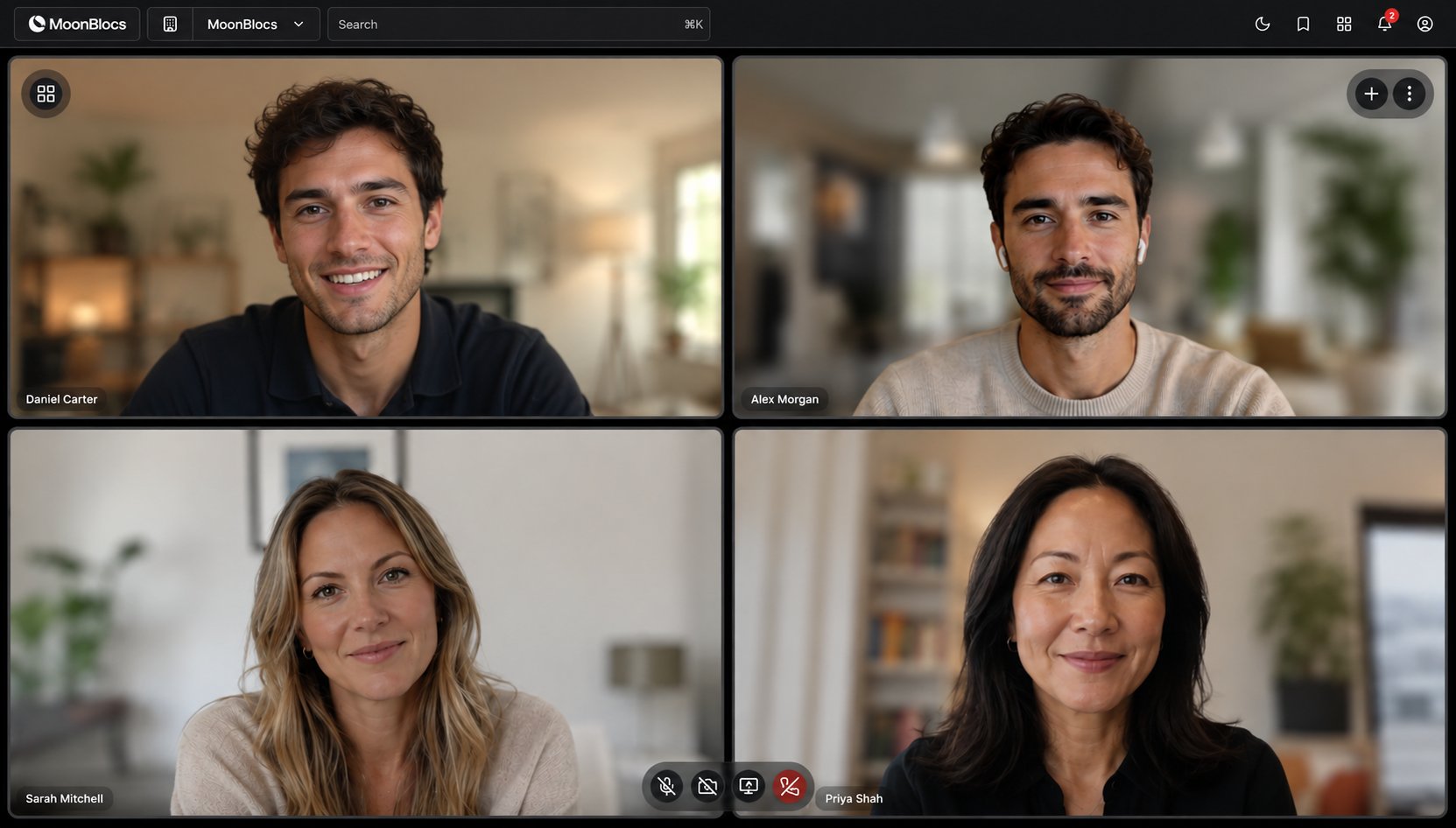 MoonBlocs meetings connected to workspace context